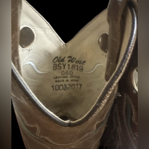 Good Used Old West Boys Cowboy Boots Sz4 big boys - Picture 8 of 10